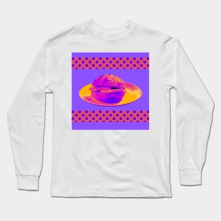 Pineapple Bun - Funky Hong Kong Street Food - Pop Art Neon Purple Long Sleeve T-Shirt